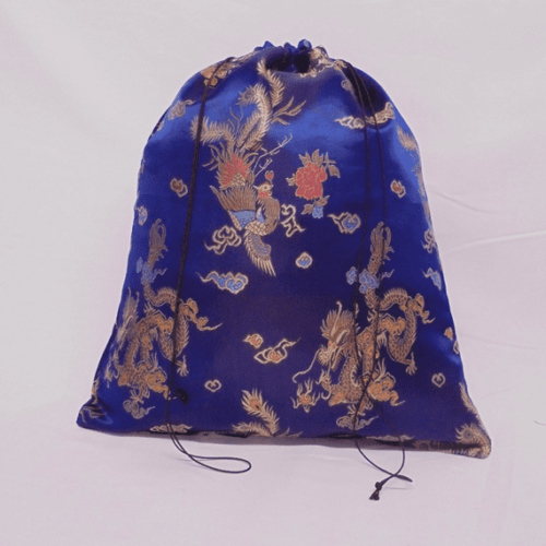 Chinese Satin Brocade Drawstring Bags, Dragons