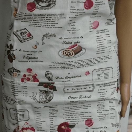 Exclusive Adult Aprons in ‘Cakes and Recipes’ Design