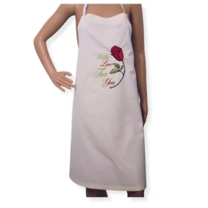 Mothers Day Pale Cream Aprons with Red Flower