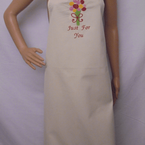 Mothers Day Pale Cream Aprons with Bunch of Flowers