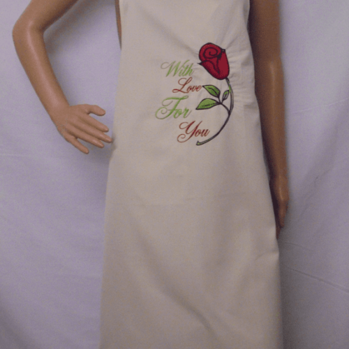 Mothers Day Pale Cream Aprons with Red Flower