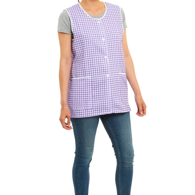 Ladies Elaine Button Front Checked Tabard